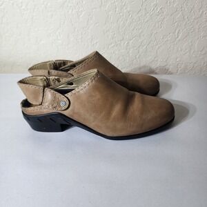 Ariat Tan Leather Clogs Mules Backless Slip On Shoes Womens 7.5 M Brown Brazil